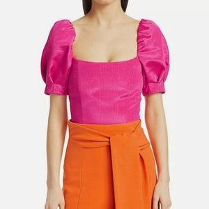 Alice + Olivia Joslyn Puff-Sleeve Cropped Top Size 6. It's was a Size 10 NWT